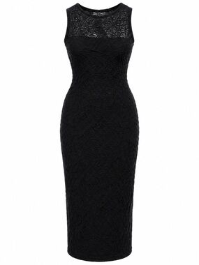 Maison d’Amelie Paris Black Bodycon  Midi Dress NWT SIZE XS